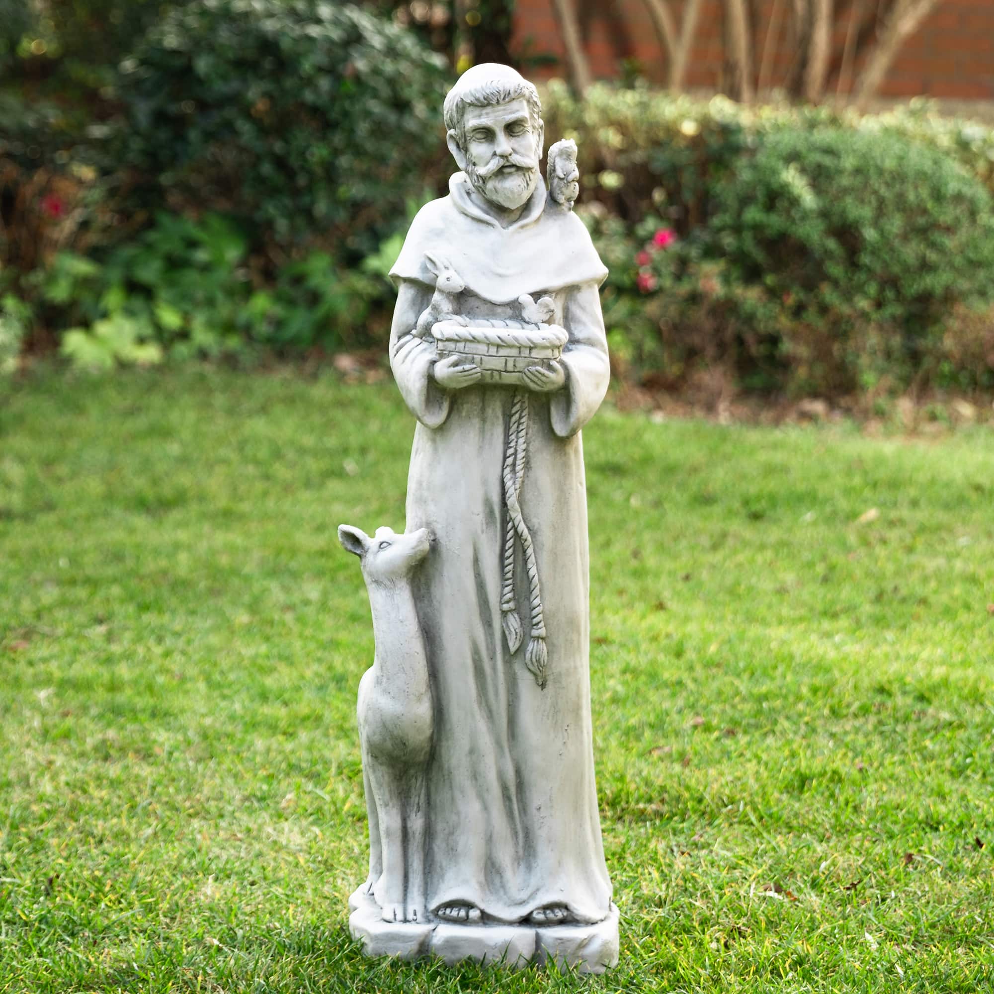 Glitzhome® 36" St. Francis Bird Feeder Garden Statue